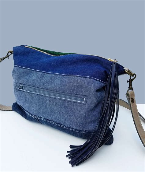 Crossbody Bag Crossbody Denim Purse Leather Denim Bag Small Etsy