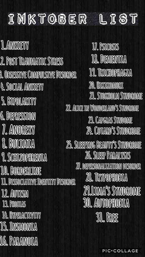 Inktober Prompt List By Gothamgirldc On Deviantart