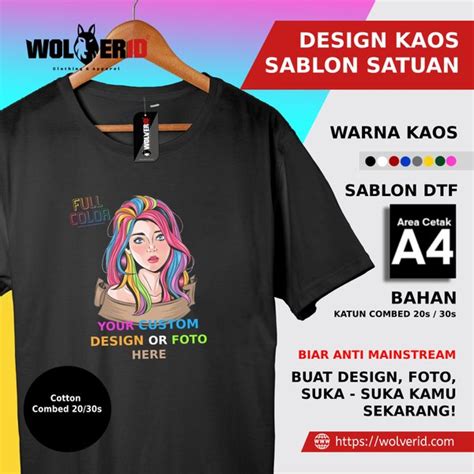 Jual Kaos Sablon Satuan Design Custom Full Color Ukuran A Bahan Katun