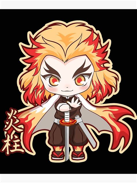 Chibi Cute Kyojuro Rengoku Hashira Kimetsu No Yaiba Sticker Poster