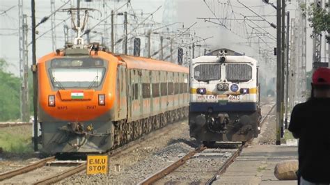 AMRIT BHARAT EXPRESS V S WDP 4D EMD CHASING PUSH PULL WAP 5