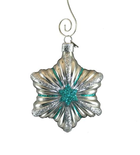 A Hand Blown Hand Decorated Glass Silver Star Ornament Originating From The Czech Republic Wh