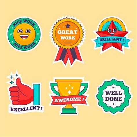 Free Vector Organic Flat Good Job And Great Job Stickers Set