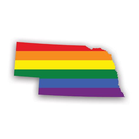 Nebraska State Shaped Gay Pride Rainbow Flag Sticker Decal Self Adhesive Vinyl Weatherproof