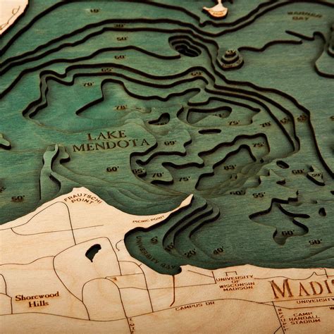 Lake Mendota Lake Monona Nautical Wood Maps 3d Wall Decor