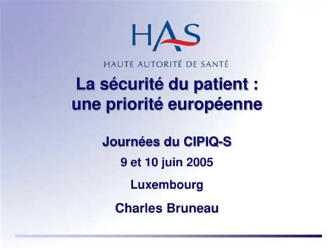 PPT La sécurité du patient une priorité européenne Journées du