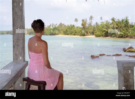 Mature Beautiful Tourist Woman At The Beach Resort Stock Photo Alamy