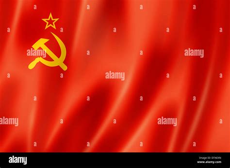 USSR Soviet Union Flag Three Dimensional Render Satin Texture Stock