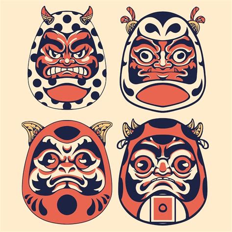 M Scara Japonesa Daruma Vector Vector Premium