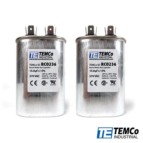 TEMCo 15 Uf MFD 370 VAC Volts Oval Run Capacitor 50 60 Hz Lot 2 EBay