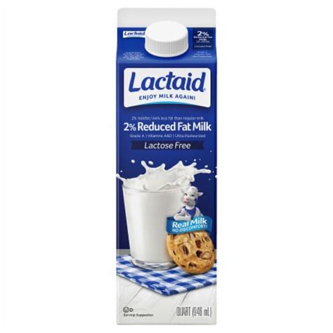 Lactaid® Lactose Free 2 Reduced Fat Milk Quart 1 Qt Kroger