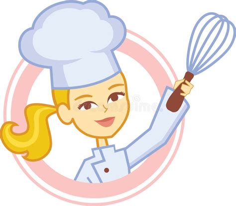 Bakery Culinary Girl Chef Cartoon In Logo Style Stock Vector