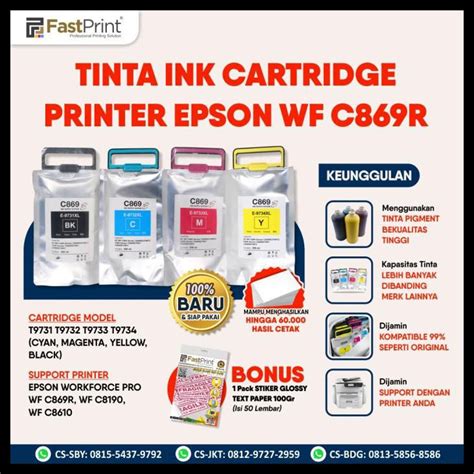 Jual Tinta Cartridge T9731 T9732 T9733 T9734 Epson Rips Wf C869R