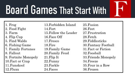 50 Board Games That Start With F EngDic