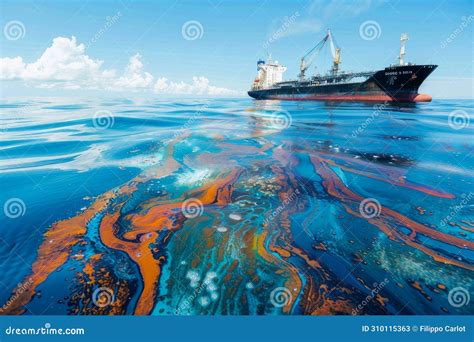 Ocean Oil Spill Disaster Stock Illustration Illustration Of