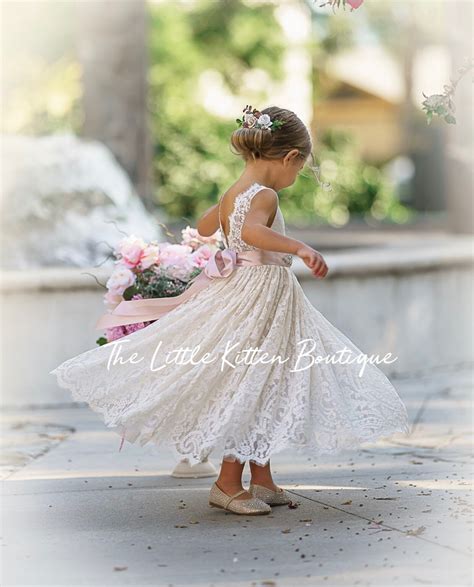 Bohemian Ivory Flower Girl Dress Flower Girl Dress Rustic Flower Girl