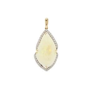 Coober Pedy Opal Argyle Diamond 18K Gold Lorique Pendant MTGW 14