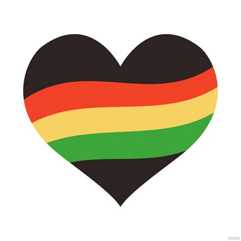 Heart Shape African Colors Red Yellow Green With Vector Grunge Clip