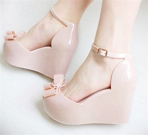 Sweet Women S Jelly Sandals Open Toe Platform Summer Bowknot Wedge