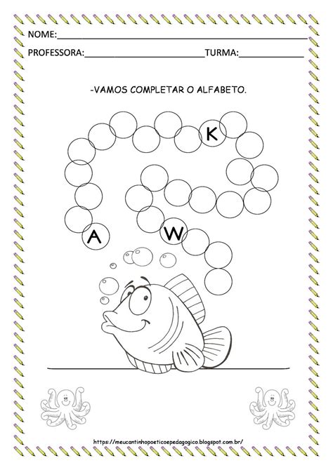 Cantinho Po Tico E Pedag Gico Atividades Para Completar O Alfabeto