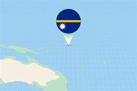 Premium Vector Map Illustration Of Nauru With The Flag Cartographic