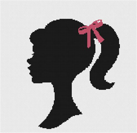 Barbie Silhouette With Pink Bow Cross Stitch Pattern - Etsy