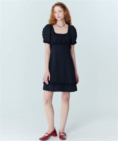 MUSINSA公式 OPENING SUNSHINE Frill mini dress black