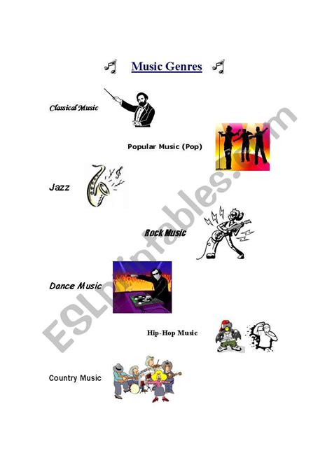 Music Genres - ESL worksheet by ryanlaoshi