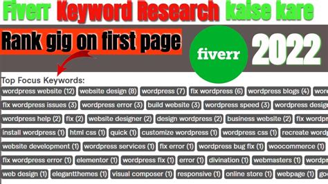 Fiverr Gig Ranking 2022 Fiverr Keyword Research How To Rank Fiverr