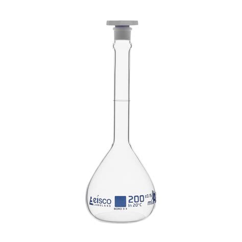 Volumetric Flask 200ml Astm Class A Blue Specifications White G — Eisco Labs