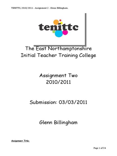 The East Northamptonshire Initial Teacher Training College Tenittc