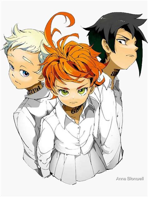 The Promised Neverland Cute Ray Emma And Norman Sticker By