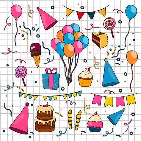 Hand Drawn Doodles Vector Art PNG Set Of Hand Drawn Happy Birthday