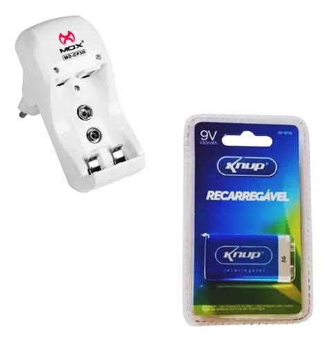 Carregador De Pilhas 1 Bateria Recarreg 9v 450 Mah Knup MercadoLivre