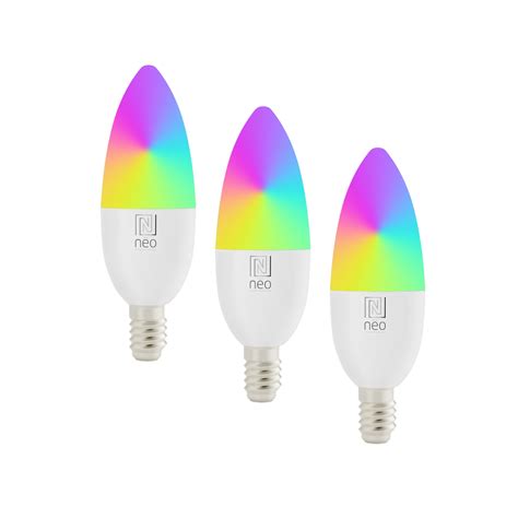 Set 3 Becuri Inteligente Neo Immax LED E14 6 W Wi Fi Alb RGB