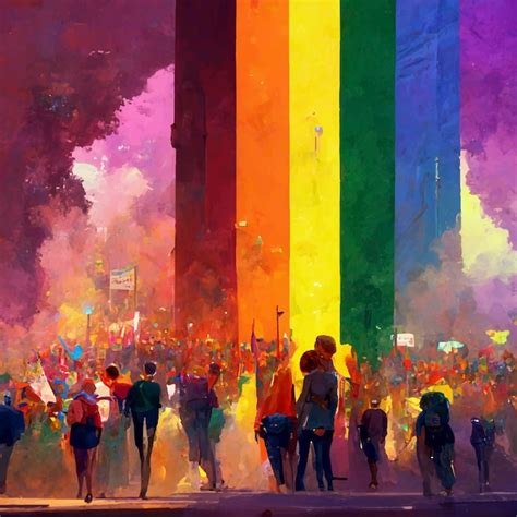 Orgullo gay hermosa ilustración animada marcha del orgullo Foto Premium