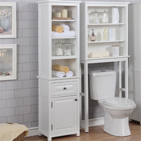 Alaterre Furniture Dorset Wood Bathroom Storage Tower in White