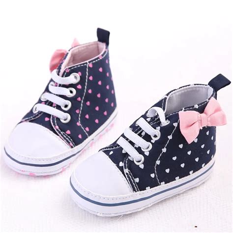 1 Pair Dots Heart Autumn Lace Up First Walkers Sneakers Shoes Toddler ...