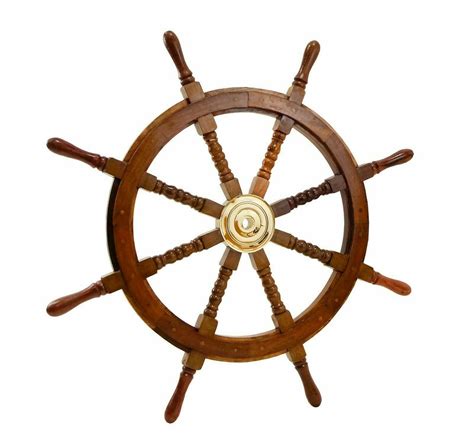 36 Inch Big Ship Steering Wheel Wooden Antique Teak Brass Nautical