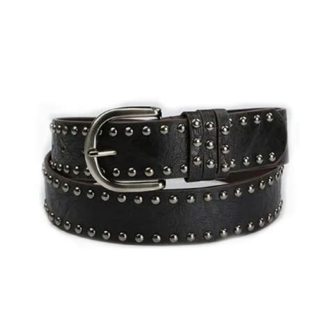 Buy Two Row Studded Belt Black Leather LeatherBeltsOnline