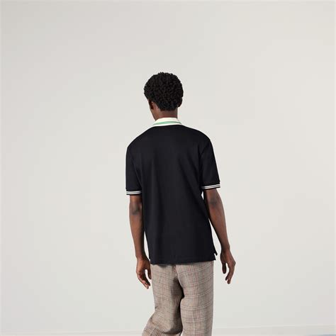 Cotton Piquet Polo With Interlocking G In Black And White Gucci® Nl