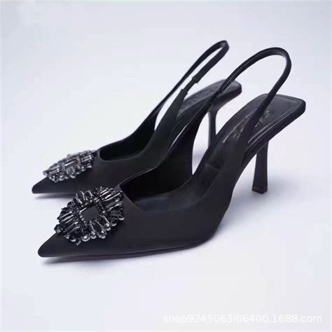 Sandal cao gót lụa đá đen hot hit hàng cao cấp fullbox Shopee Việt Nam