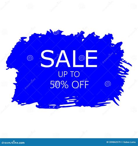 Sale 50 Off Sign Over Art Blue Brush Acrylic Stroke Paint Abstract