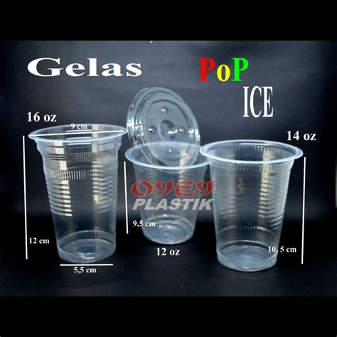 Jual Isi 50 Gelas Plastik Gelas Pop Ice Ukuran 10 12 14 16 Oz