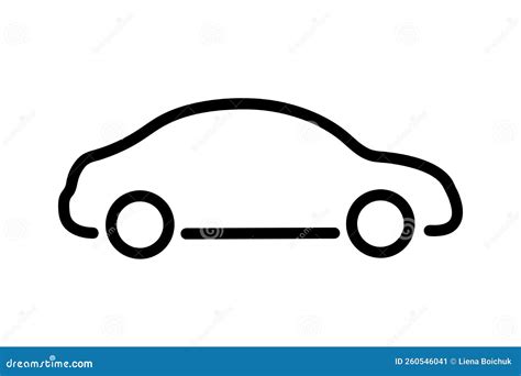 Car Black Line Vector Icon Side View Simple Minimalistic Style Vehicle