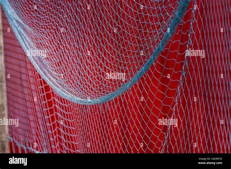 Fishing Net With Traditional Red Wooden Houses Rorbuer In The Small