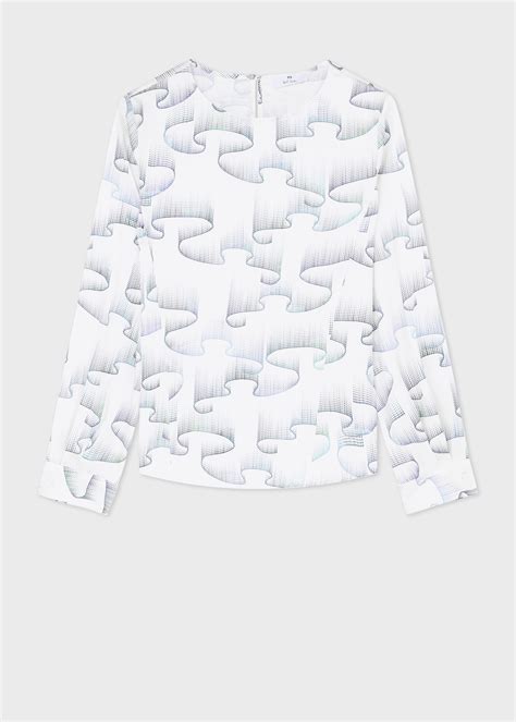 Women S Off White Dotted Wave Top