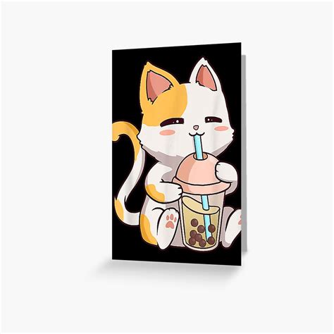 Boba Tea Bubble Katze Kawaii Neko Anime S E Katze Boba Gru Karte Von