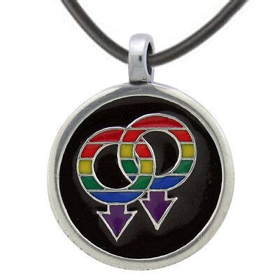 Modeschmuck Rounded Rainbow Male Symbol Mens Gay Pride Pendant Necklace