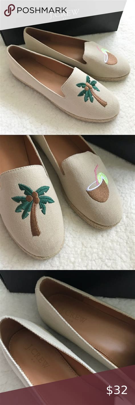 J Crew Factory Palm Tree Cocktail Slip On Shoes